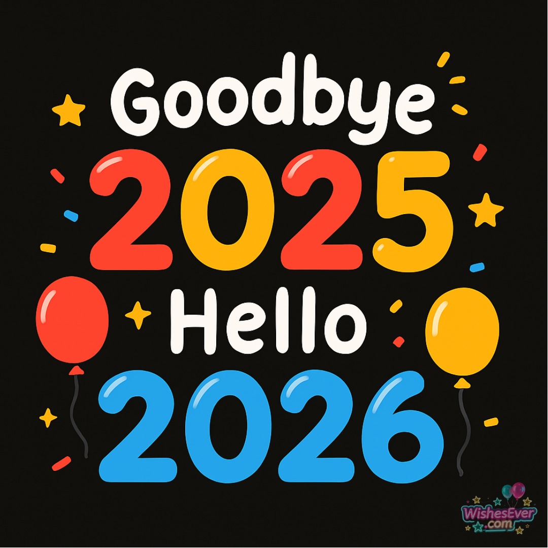 Goodbye 2025 Welcome 2026 greeting image