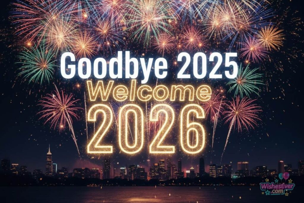 Goodbye 2025 Welcome 2026 images with New Year celebration designs